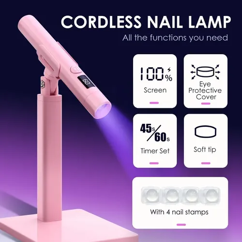 Mini Lámpara Led Uv Para Uñas Mucoos Rosa, Curado Rápido