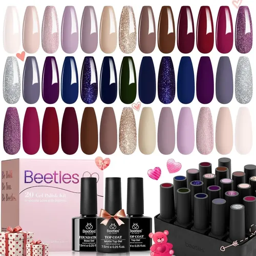 Set 20 Esmaltes Gel Uñas Tonos Neutros Brillo Mate