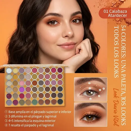 Paleta Sombras Para Ojos 54 Tonos Gama Calabaza Atardecer