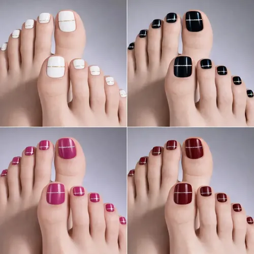 Tiras De Uñas Gel Para Pies Autoadhesivas 22u – No Necesita Lampara UV – Nude Champagne Glitter