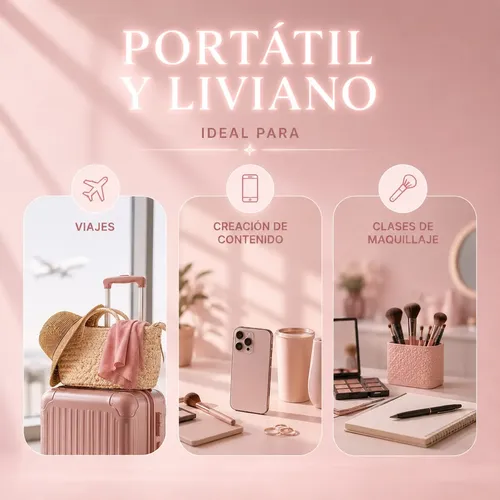Espejo Portatil Maquillaje Luz Led 3 Tonos Altura Regulable
