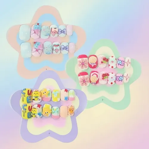 Uñas Postizas Cuadradas P/manos 12pcs C/ Pegamento Mujer