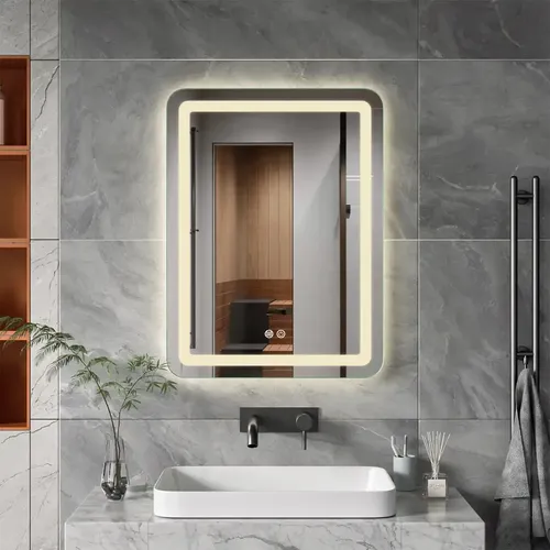 Espejo LED Rectangular Duna Vertical de Pared con Luz Cálida y Neutra 60×80 cm