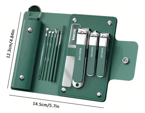 Set De Manicure 10 Piezas Con Estuche Portátil E