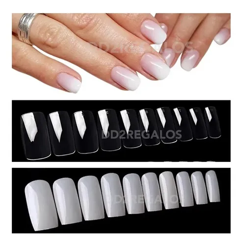 Tips Cuadrado Sistema Gel Caja X100pcs Ultra Fino Uñas