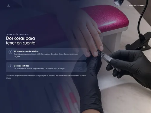 Kit Uñas Cabina Broche 5w Apoyamanos Pinceles Esmaltes Limas