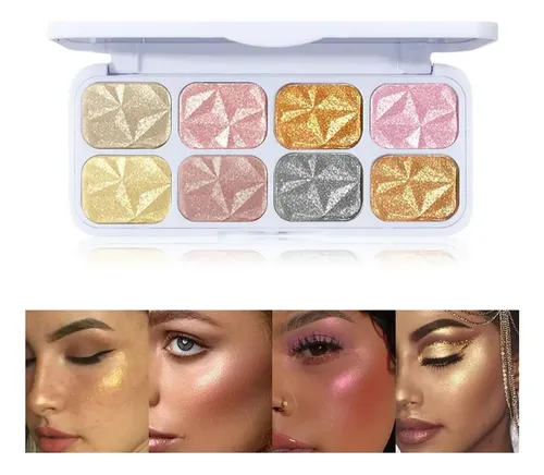 Paleta De Sombras Con 8 Colores Y Brillo, Maquillaje
