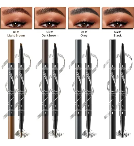 Lápiz De Cejas Líquido 2-en-1 Yulinlon Marrón Oscuro
