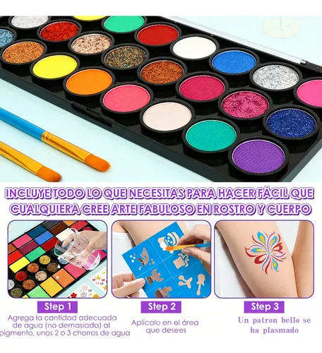 Kit Maquillaje Pintura Cara Pintacaritas Pintura Corporal Ac