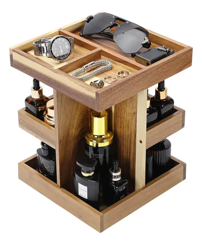 Organizador De Perfumes Giratorio 3 Niveles Rustico 22cm
