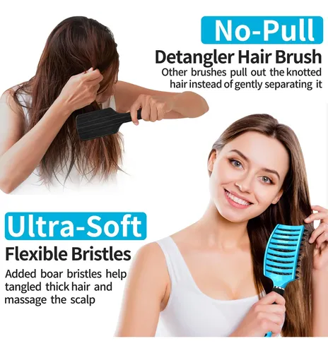 Set De 2 Cepillos Para El Cabello Hippih Con Cerdas De Jabal