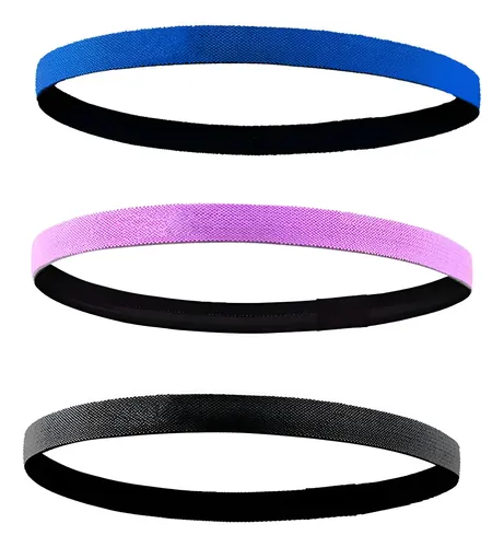 Diadema Deportiva Delgada Para El Pelo De 3 Piezas, Elástica