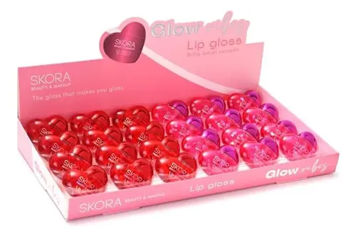 Brillo Labial Corazon Rojo Rosa Lip Gloss Glow Vibes 2 Tonos