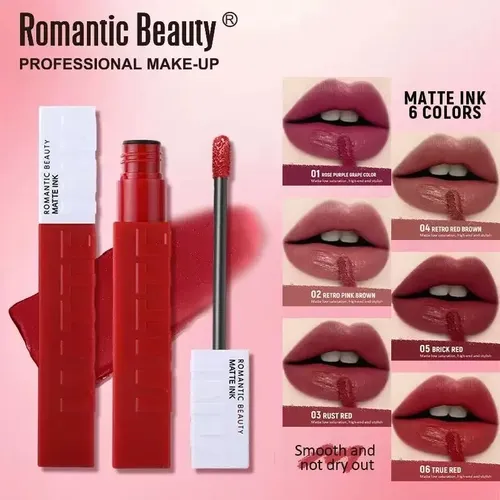 Labial Líquido Romantic Beauty Matte Ink Tinta Larga Duració