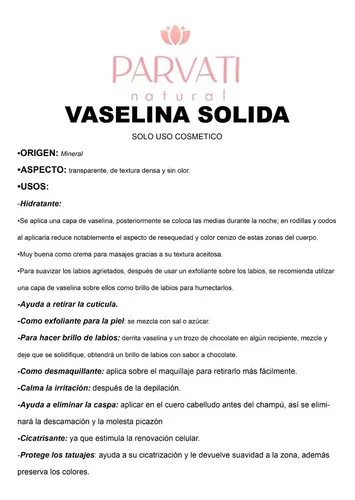 Vaselina Cosmetica Solida 60 Grs