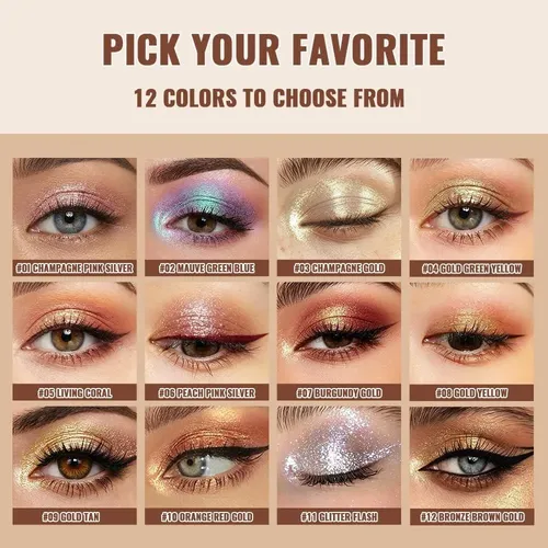 Sombra De Ojos Glitter Peach Champagne Rose Gold 0.1 Oz