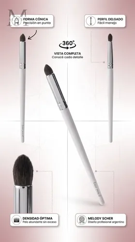 Pincel Maquillaje Ojos Pinito Difumina Melody Scher Blanco