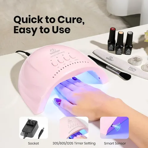 Lámpara Uv Led Rosa Con 3 Tiempos Para Uñas Gel