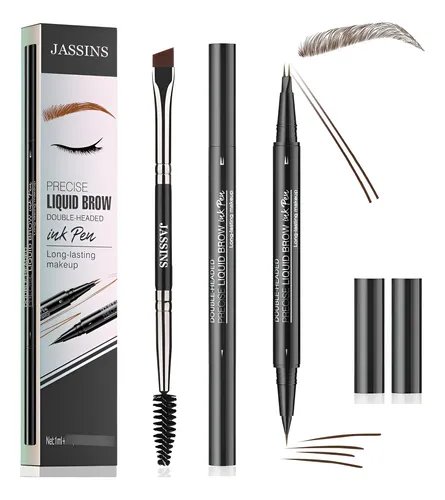 Lápiz De Cejas Jassins 2 En 1 Marrón Oscuro Microblading