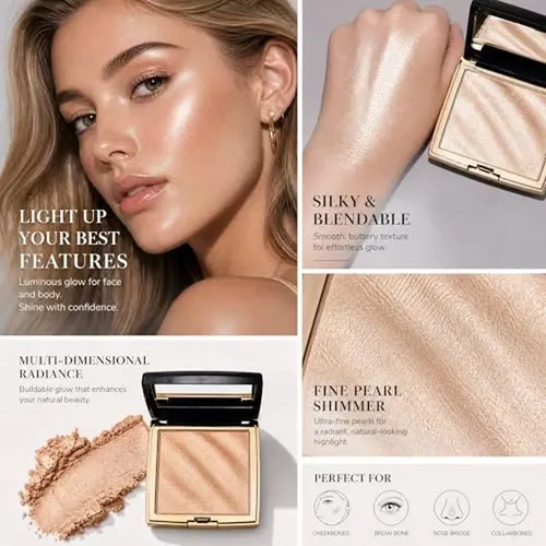 Paleta Iluminadora Glow, Iluminador Facial Brillante De Colo
