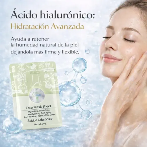 Mascarilla Facial Ácido Hialurónico Hidratante Pack X5 Arabe