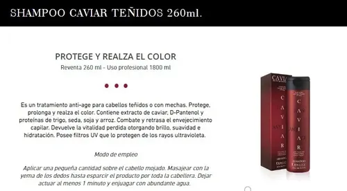 Shampoo Cabello Teñido Caviar – 260 Ml