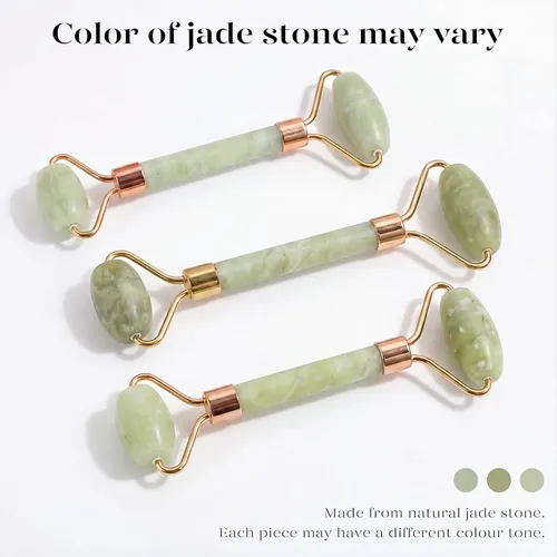 Set Rodillo Jade Y Gua Sha Facial Baimei Verde Claro