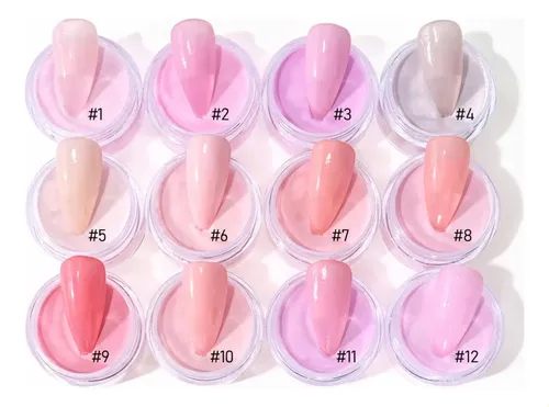 Jjwww)polvos De Uñas Acrílicos Profesionales De 12 Frascoskk