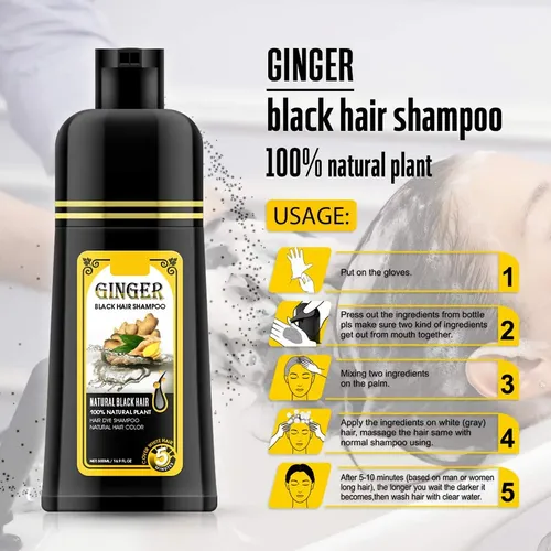 Ginger Black Champú Tinte Semipermanente, Instantáneo 30-…