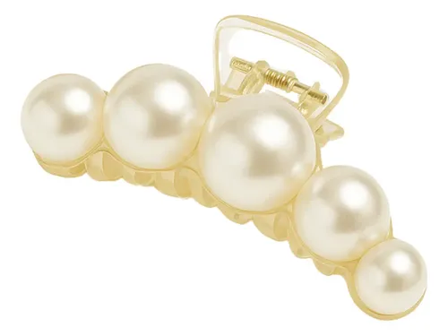 Gancho Pinza Broche Clip Pelo Grande Transparente Perlas