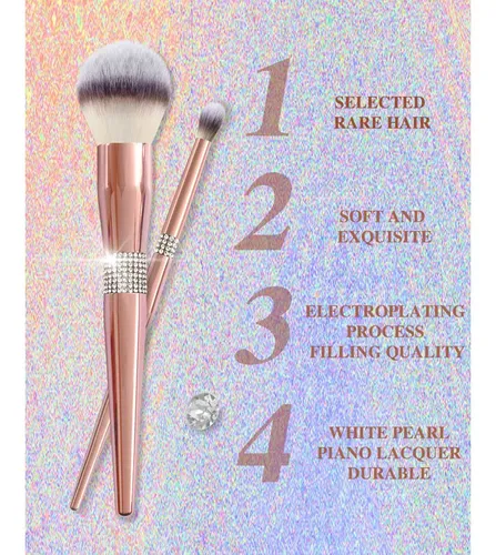 Set De 14 Brochas Suaves Color Oro Rosa Diamante