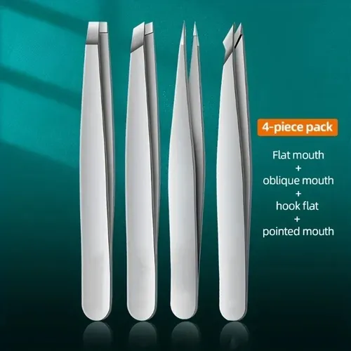Juego De 4 Pinzas De Precisión For Cejas Acero Inoxidable /