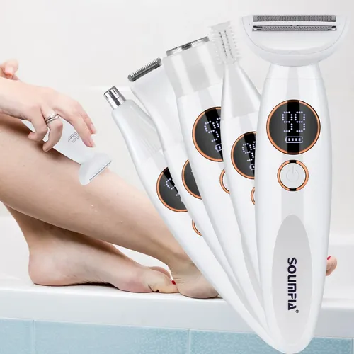 Depiladora Eléctrica 5 En 1 Mujer Cejas Y Nariz Blanco