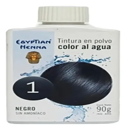 Egyptian Henna Tintura En Polvo Color Al Agua X 90grs Tono 1 Negro