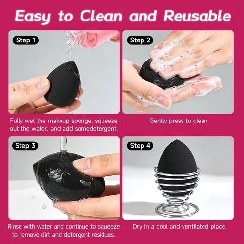 Black Soft Makeup Sponge Set 15 Pcs Reusable Foundation Puff