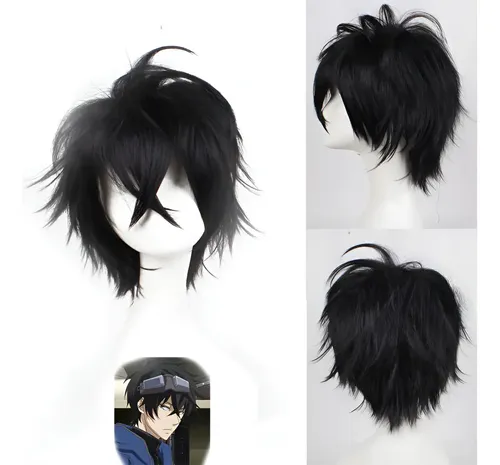 Peluca Negra Para Cosplay De Sasuke Heat, Corta Para Anime,  Black 12inches
