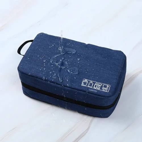 Neceser De Viaje Para Maquillaje O Portacosmeticos Colgante Color Azul Diseño de la tela Liso