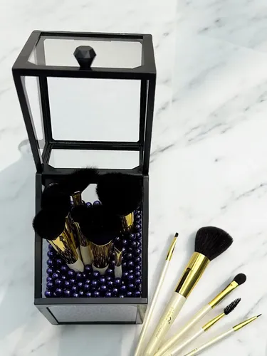 Organizador De Brochas Maquillaje Vidrio Premium Sin Pincel
