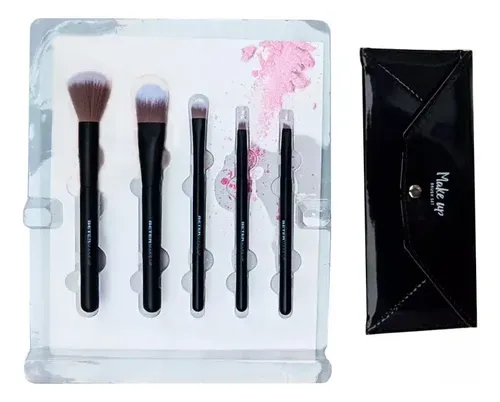 Maxi Kit Make Up Beter Estuche 5 Brochas Maquillaje Negras Color Negro