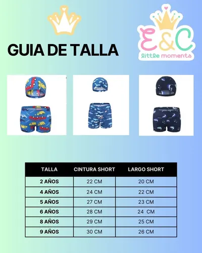Short Y Gorro E&c Little Moments Traje De Baño Nene Verano