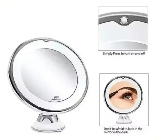 Ventosas De Maquillaje Led Con Espejo, Aumento De 10 X, Usb,