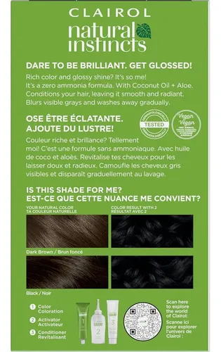 Tinte Vegano Clairol Natural Instincts 2 Black (5.85 Oz)
