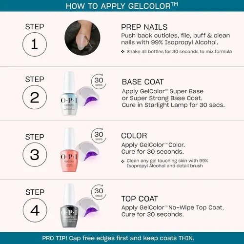Esmalte En Gel Opi Gelcolor Led Cure Con Base Y Top Coat De