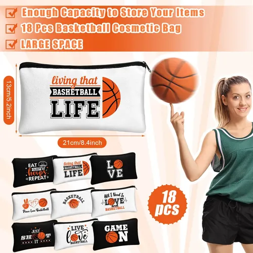 Bolsa De Maquillaje Moukeren Con Diseño De Baloncesto, 18 Un