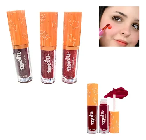 Gel de tinte labial Melu Ruby Rose de larga duración, excelente pigmentación, color coral limpio