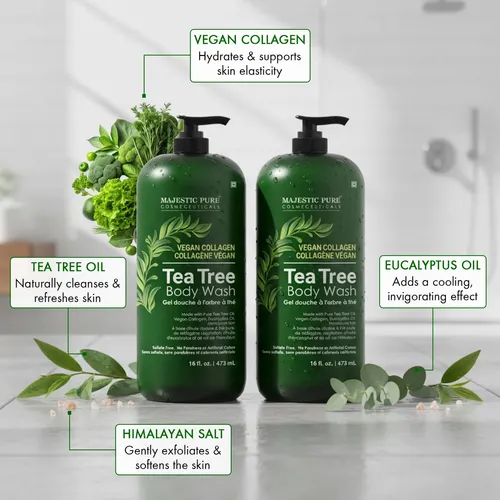 Gel De Baño Majestic Pure Tea Tree, 16 Onzas Líquidas, Paque