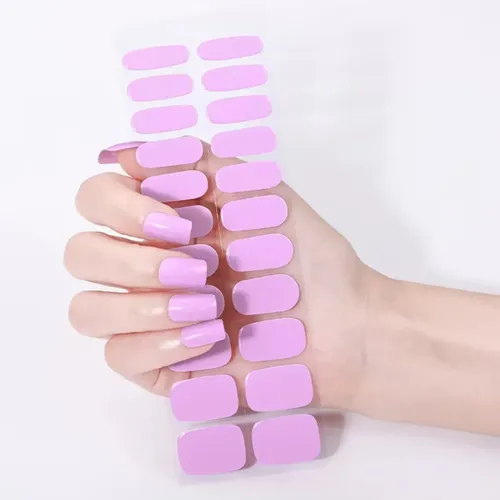Tiras De Uñas de Gel Premium 22u Autoadhesivas – No Necesitan Lámpara Uv – Lila Vibrante