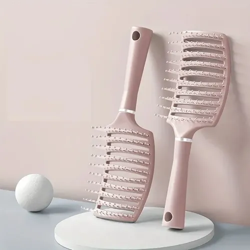 Set Cepillo Desenredante Ventilado Y Peine Ancho Rosa