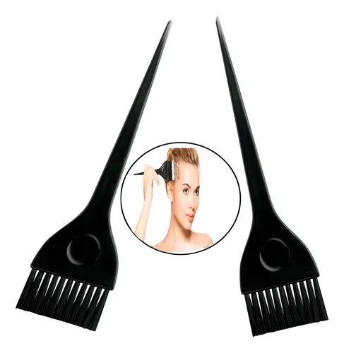 Set X2 Pincel Brocha Tintura Cabello Profesional Color Negro