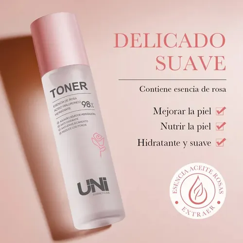 Toner Agua Tonica Hidratante De Rosas C/ Acido Hialuronico Todo Tipo De Piel Día/noche